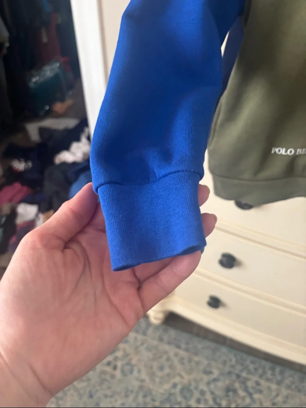 Polo Ralph Lauren Colorblock Polo Bear Hoodie - Olive, Blue & Orange - Picture 4 of 7